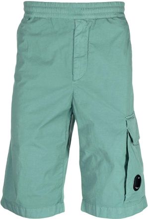 C.P. Company Lens-detail track shorts - men - Cotton/Elastane - 48 - Green