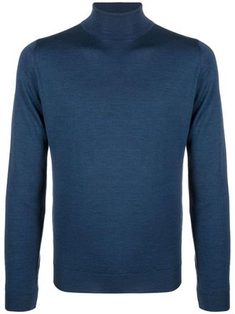 John Smedley roll-neck merino jumper - Blue