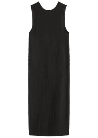 ARMARIUM Fiorenza Pliss&eacute; Satin Midi Dress - Black - 46 (UK14 / L)