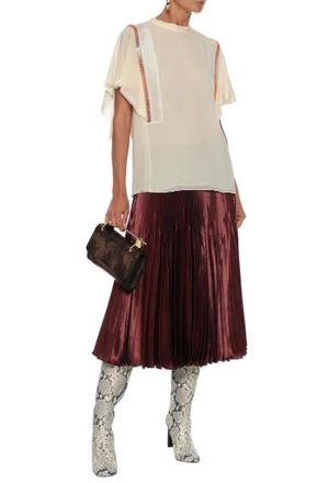 Chlo&eacute; Crystal-embellished silk-crepe blouse Size XS