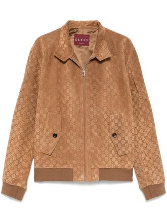 Gucci Interlocking G jacket - men - Polyamide/CALFSKIN/Wool/Viscose/Elastane - 50 - Brown