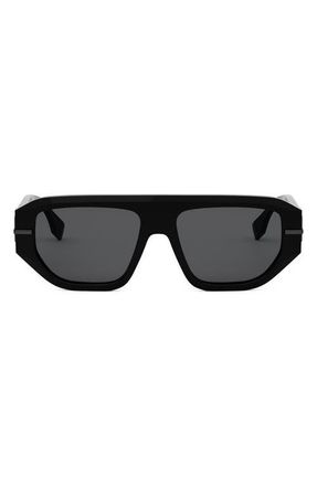 Fendi graphy 54mm Geometric Sunglasses in Shiny Black /Smoke at Nordstrom