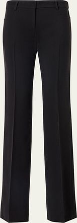 Akris Mikka Wool Tricotine Straight-Leg Pants