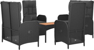 vidaXL Set De Muebles Jard&iacute;n 5 Pzas Con Cojines Rat&aacute;n Sint&eacute;tico Negro Vidaxl