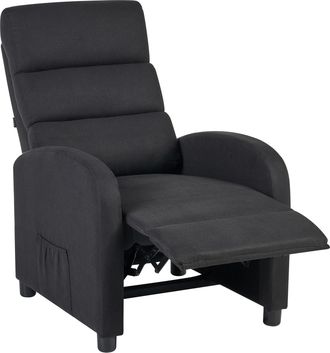 Beliani Sill&oacute;n Reclinable Retro Con Respaldo Y Reposapi&eacute;s Ajustables Tapizado En Tela Negra Otus