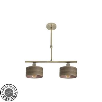 Fabrilamp Lampara Gilda 2xe14 Cuero/madera Oscura Regx43x14 Cm - Fabrilamp