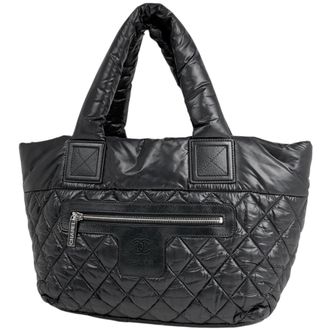 Chanel Coco Cocoon Black Nylon Leather Handbag Tote Bag (Pre-Owned)