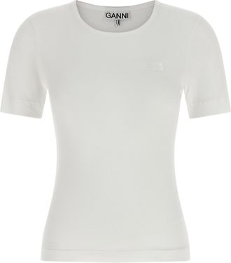 Ganni T-Shirt mit Logo-Stickerei