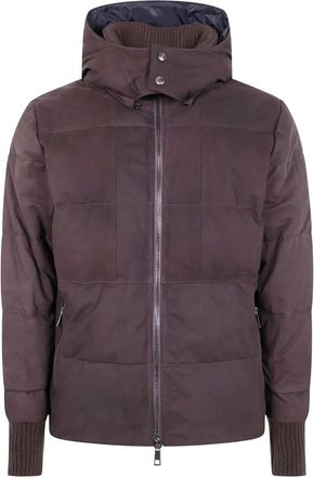 Giorgio Brato Piumino trapuntato con cappuccio - Marrone