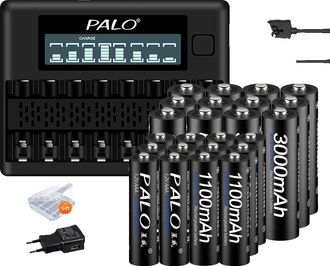 OEM Bater&iacute;as Recargables, Capacidad De 3000 Mah, Cargador Incluido, 12 Pilas Aa/aaa, 1 Cargador