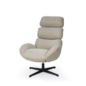 Koketto Home Butaca giratoria con reposabrazos en taupe y patas de metal negro