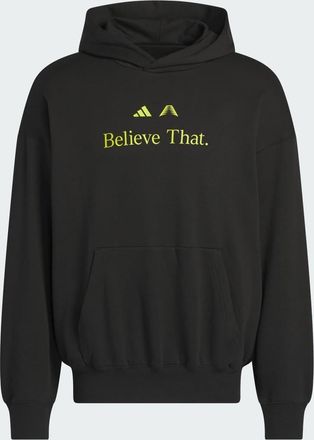 adidas Anthony Edwards - Felpa con cappuccio color nero/lime preloved con scritta Believe That