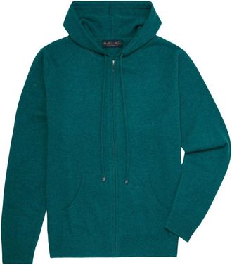 Brooks Brothers Wol en Kasjmier Hoodie - Heren - Vesten - Blauw - M - Wol - Truien & Vesten