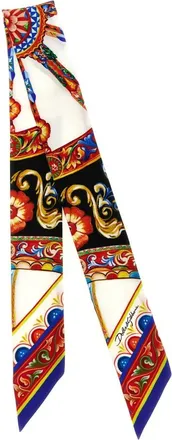 Dolce & Gabbana Accessoires, Dames, Veelkleurig, ONE Size, Carretto Print Zijden Bandeau
