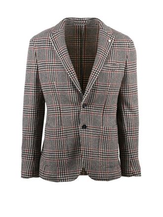 Lubiam Brown Checkered Virgin Wool-Blend Blazer