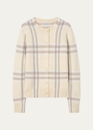 Burberry Checked Cashmere-Blend Cardigan