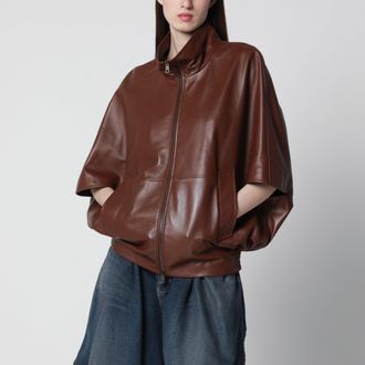 Balenciaga Giubbotto bomber Cooon in pelle di agnello Castor