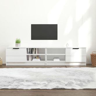Berkfield Home TV Cabinets 2 pcs High Gloss White 80x35x36.5cm Engineered Wood | Size: 80x35x36.5 cm