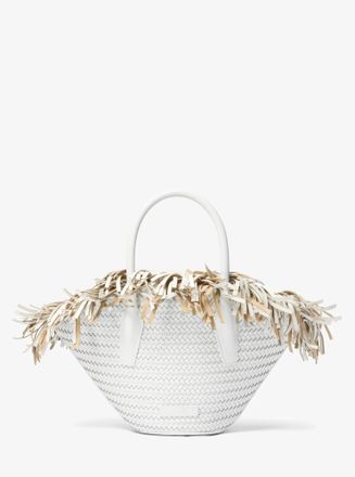 Michael Kors Sardinia Mini Hand-Woven Leather Basket Tote Bag