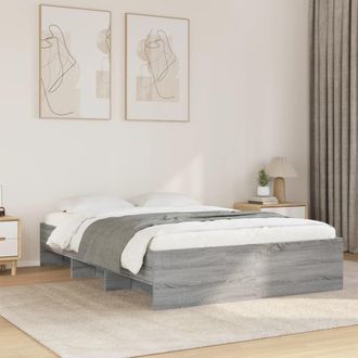 Berkfield Home Bed Frame without Mattress Grey Sonoma 135x190 cm Double Engineered Wood