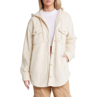 Thread & Supply Hooded Fleece Shacket in Ivory at Nordstrom, Size X-Small