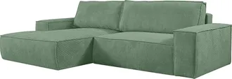 Vente-Unique Vente-unique - Divano Letto Angolo A Sinistra In Velluto A Coste Verde Acqua - Amelia