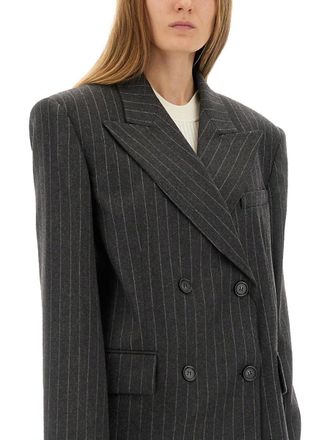 Sportmax Double-Breasted Virgin Wool Jacket - Gray