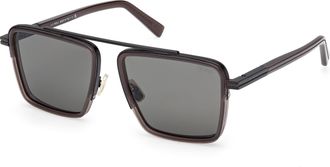 Ermenegildo Zegna Polarized Smoke Navigator Mens Sunglasses EZ0272 48D 57
