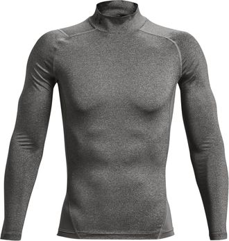 Under Armour HeatGear-basislaagshirt voor heren met hoge kraag, raglanmouwen en lange mouwen (Koolstof)