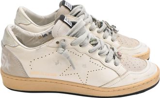 Golden Goose Ball Star Retro Style Sneakers in White Leather
