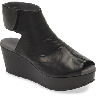 Chocolat Blu Cutout Wedge Sandal in Black Leather at Nordstrom, Size 6