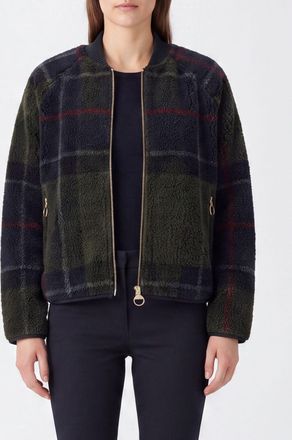 Barbour Giacca in pile con motivo tartan e chiusura a zip