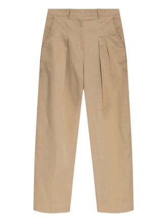 Lacoste pleated trousers - women - Cotton/Spandex/Elastane - 44 - Neutrals