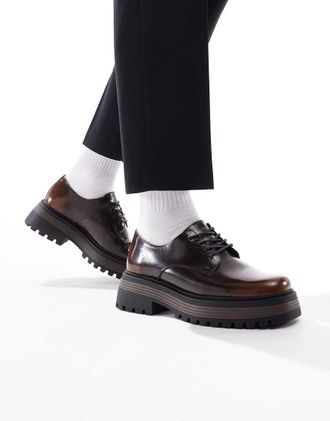 Asos Scarpe stringate con suola spessa marroni-Marrone