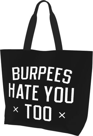 AOOEDM Burpees Hate You Too Ladies Canvas Tote Reusable Shopping Bag