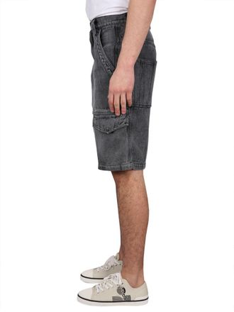Isabel Marant Cotton with Button-Zip Closure Bermuda Shorts - Black