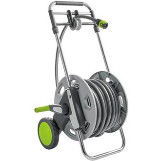No Brand No Brand - Carro Met&aacute;lico Para Manguera De Jard&iacute;n Con Sistema De Gu&iacute;a De Manguera Completo Con Pistola De Empalme Y Manguera De 30 M