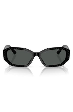Jimmy Choo London 56mm Oval Sunglasses in Black/Crystal Jet /Dark Grey at Nordstrom