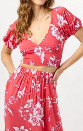 Tiare Hawaii Selkie Wide V-Neck Top In Red