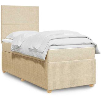 vidaXL Cama Box Spring Con Colch&oacute;n Tela Color Crema 90x200 Cm