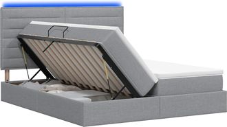 vidaXL Cama De Almacenamiento Led Con Colch&oacute;n Gris Claro 200 X 200 Cm Vidaxl