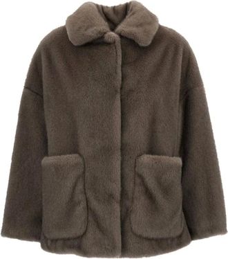 Herno Jassen, Dames, Bruin, XS, Nepbont, Nepbont & Shearling Jas