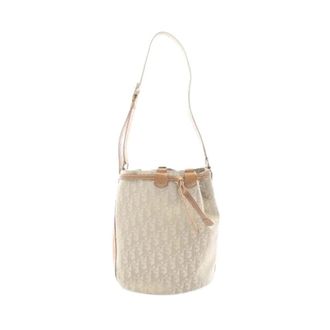 Dior Pre-owned Bucket Bags, female, Beige, Size: ONE SIZE Pre-owned Trotter Nylon Canvas Leather Shoulder Bag