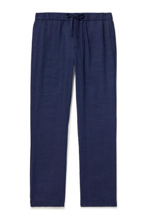 Frescobol Carioca Oscar Straight-Leg Linen and Cotton-Blend Drawstring Trousers