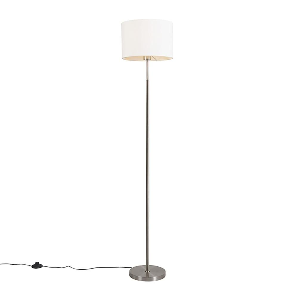 Lámpara De Arco Qazqa – Negra Con Interior Dorado, Altura Ajustable, Pantalla E27, 176 Cm