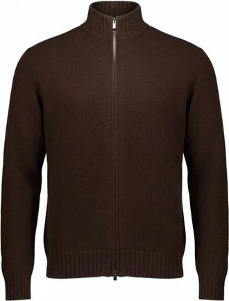 FILIPPO DE LAURENTIIS Fullzip Ml Cardigan - Heren - Truien - Bruin - Maat: XL Wol