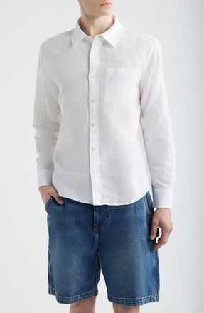 Corridor Solid Linen & Cotton Button-Up Shirt in White at Nordstrom, Size Xx-Large