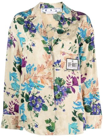 Off-white Blouse met jacquard - Veelkleurig