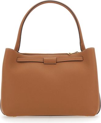 Tod's Womens Handbag, Brown Hammered Leather Calfskin Handbags Hand Bags
