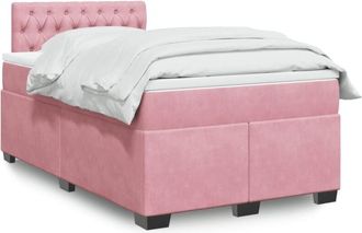 vidaXL Vidaxl - Cama Box Spring Con Colch&oacute;n Terciopelo Rosa 120x200 Cm